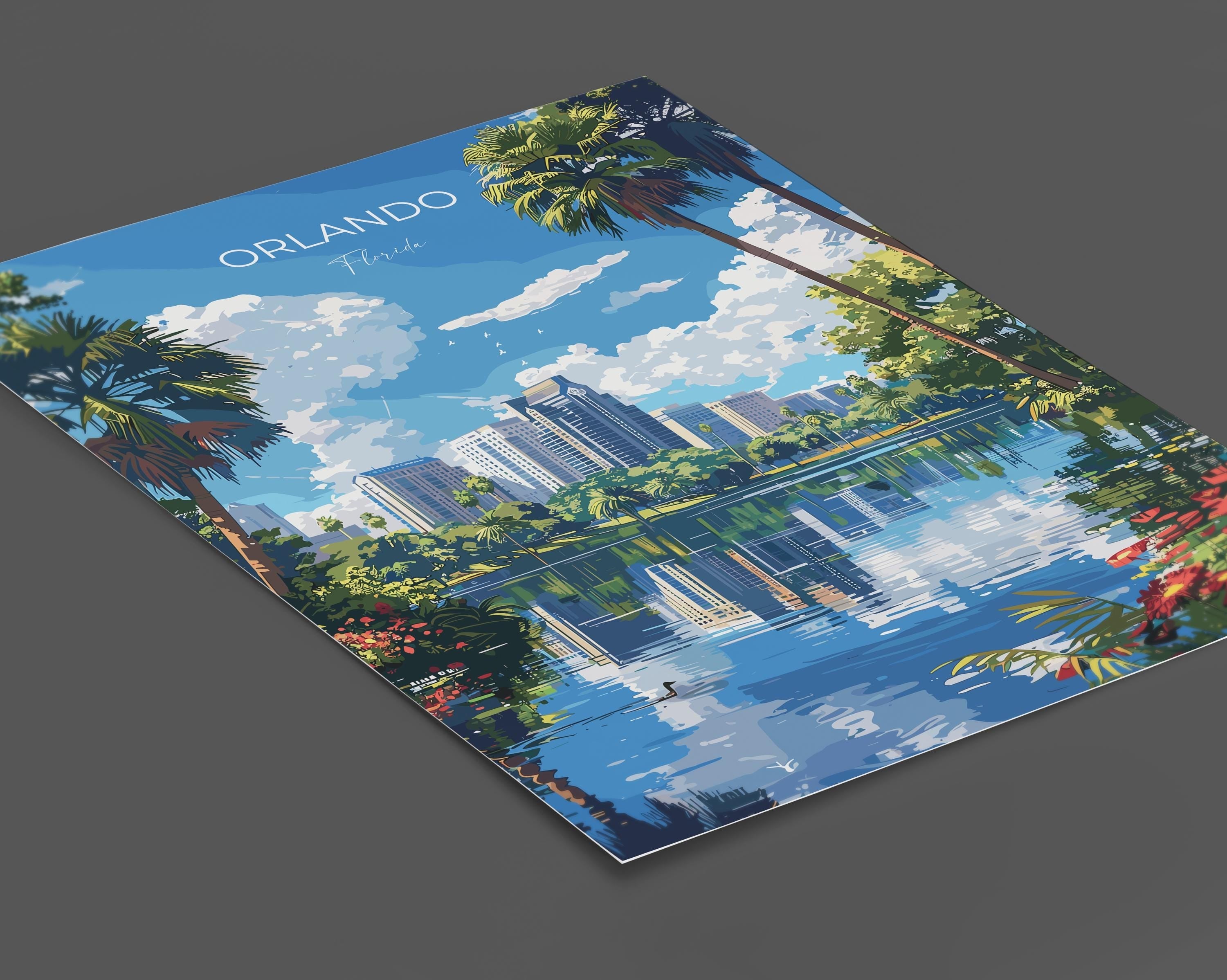 Orlando Travel Poster, Travel Print of Orlando, Orlando Art lovers Gift,Florida Art Gift,USA Wall Art Print NQ Media Designs