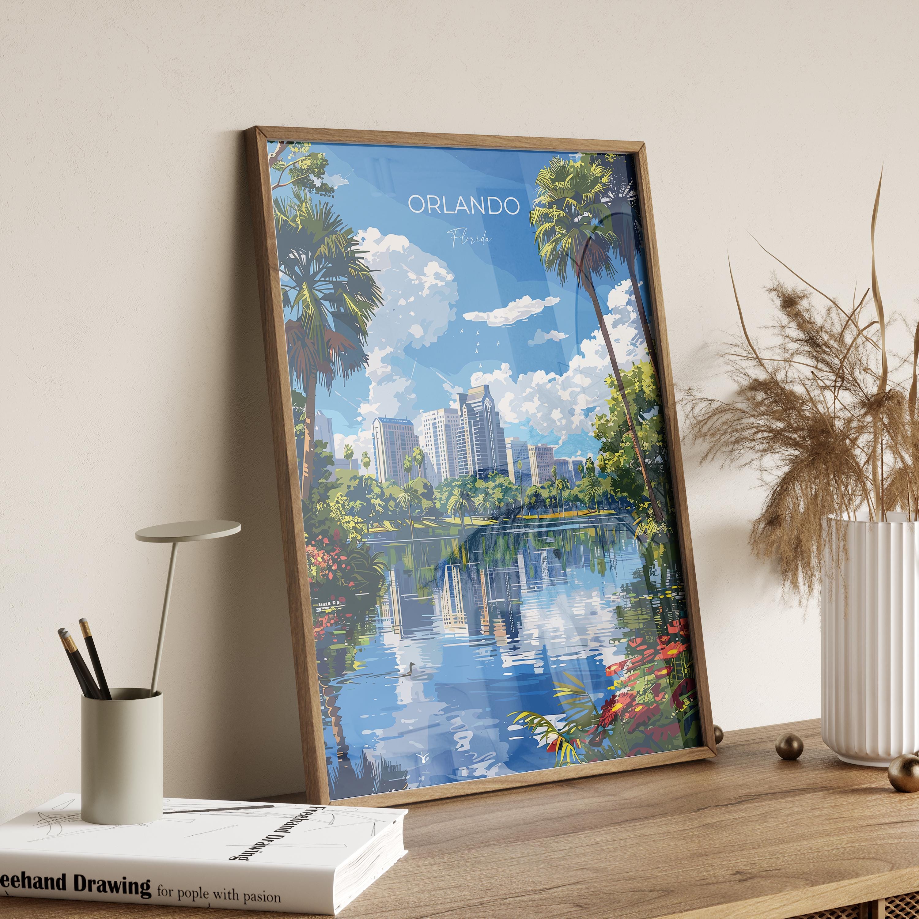 Orlando Travel Poster, Travel Print of Orlando, Orlando Art lovers Gift,Florida Art Gift,USA Wall Art Print NQ Media Designs