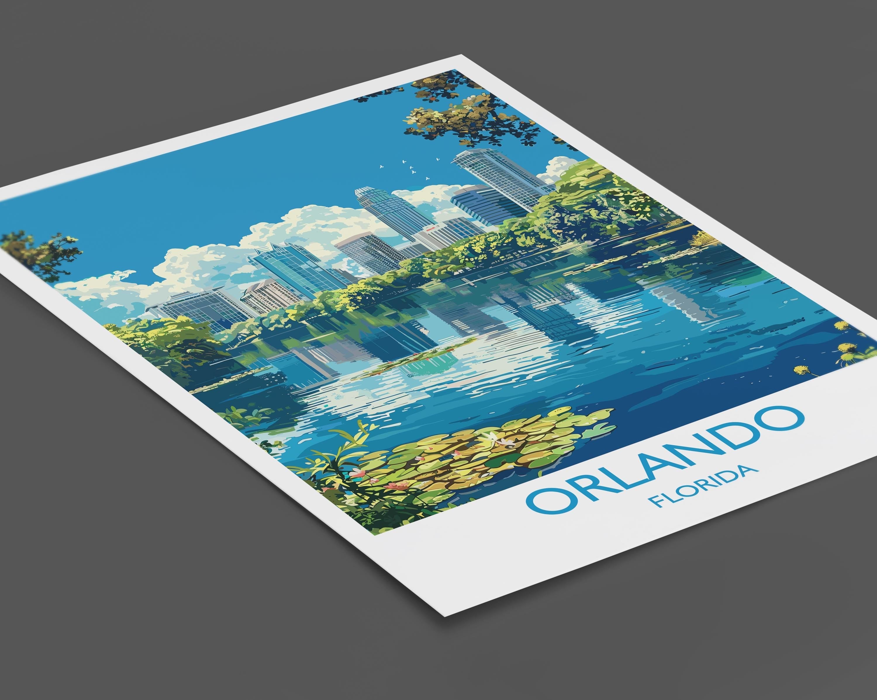 Orlando Travel Print, Travel Poster of Orlando, Orlando Art lovers Gift,Florida Art Gift,USA Wall Art Print NQ Media Designs