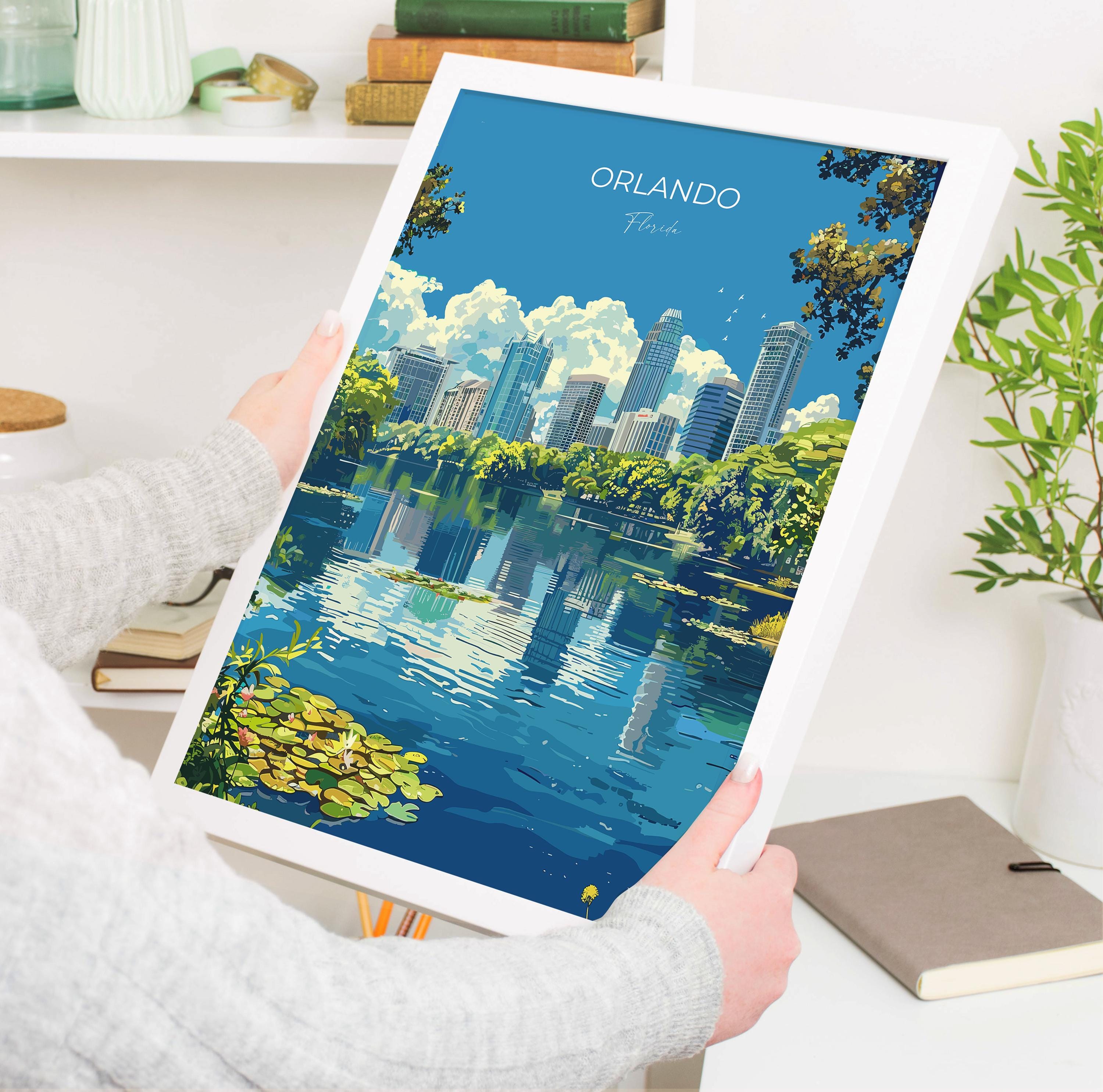 Orlando Travel Poster, Travel Print of Orlando, Orlando Art lovers Gift,Florida Art Gift,USA Wall Art Print NQ Media Designs