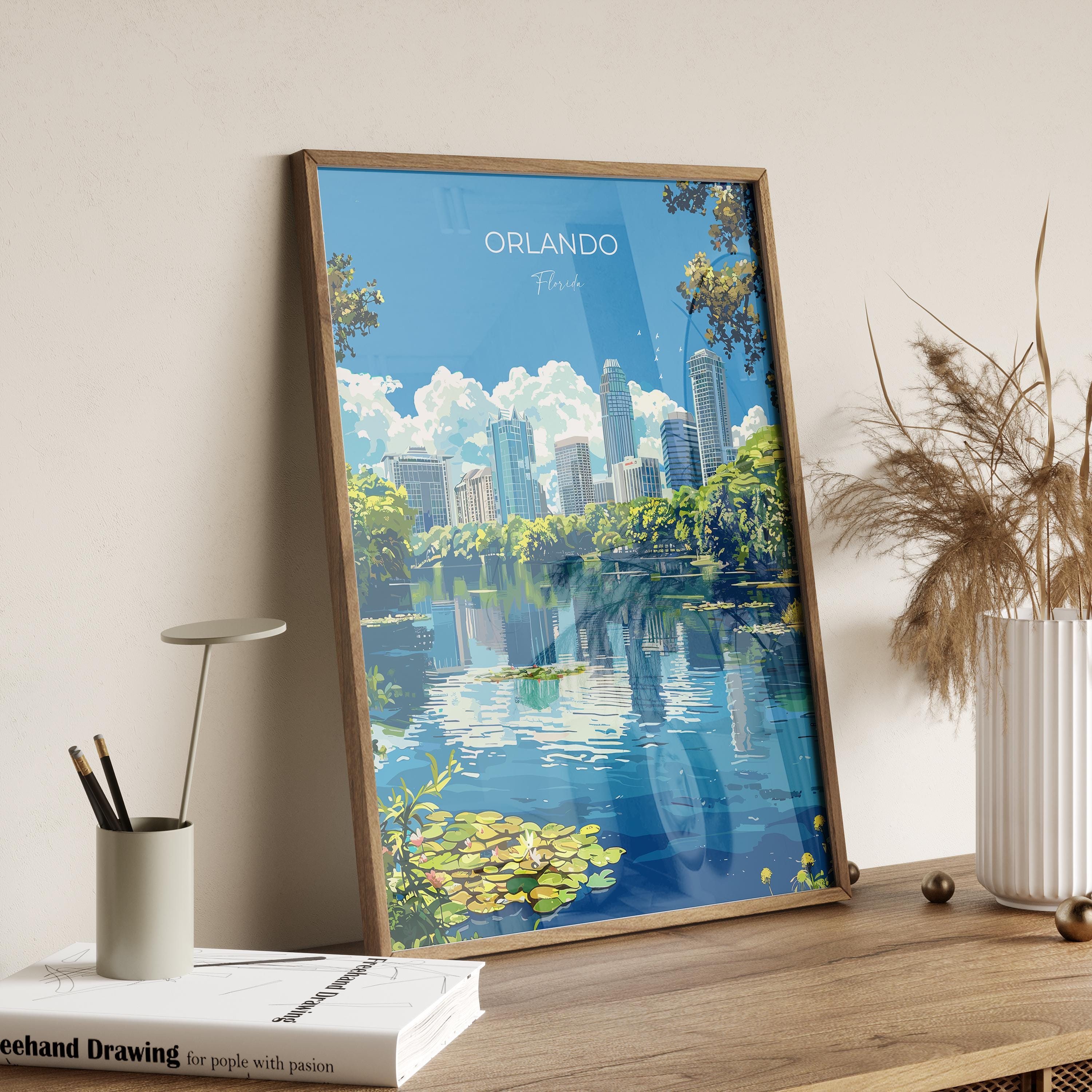 Orlando Travel Poster, Travel Print of Orlando, Orlando Art lovers Gift,Florida Art Gift,USA Wall Art Print NQ Media Designs