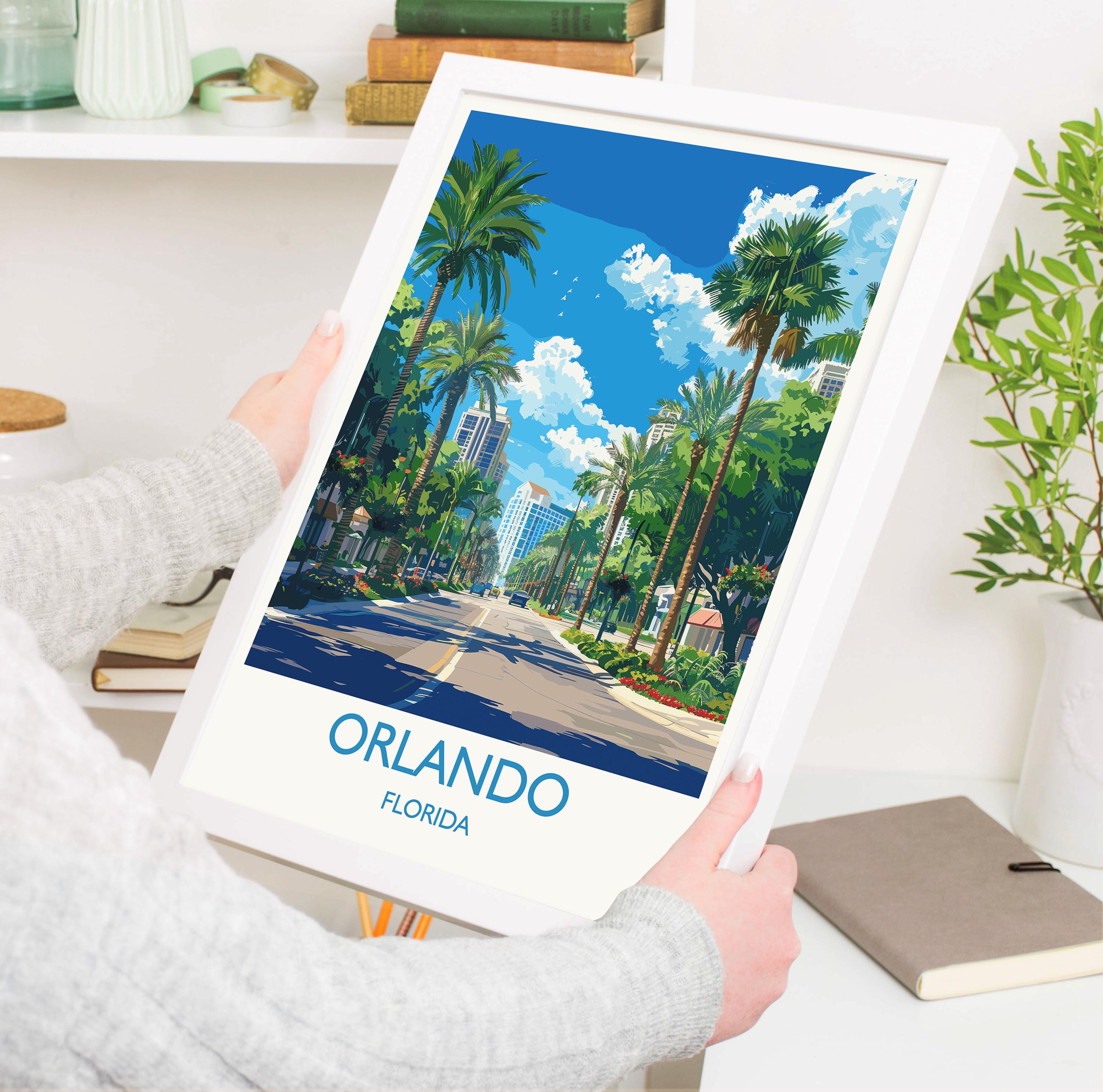 Orlando Travel Print, Travel Poster of Orlando, Orlando Art lovers Gift,Florida Art Gift,USA Wall Art Print NQ Media Designs