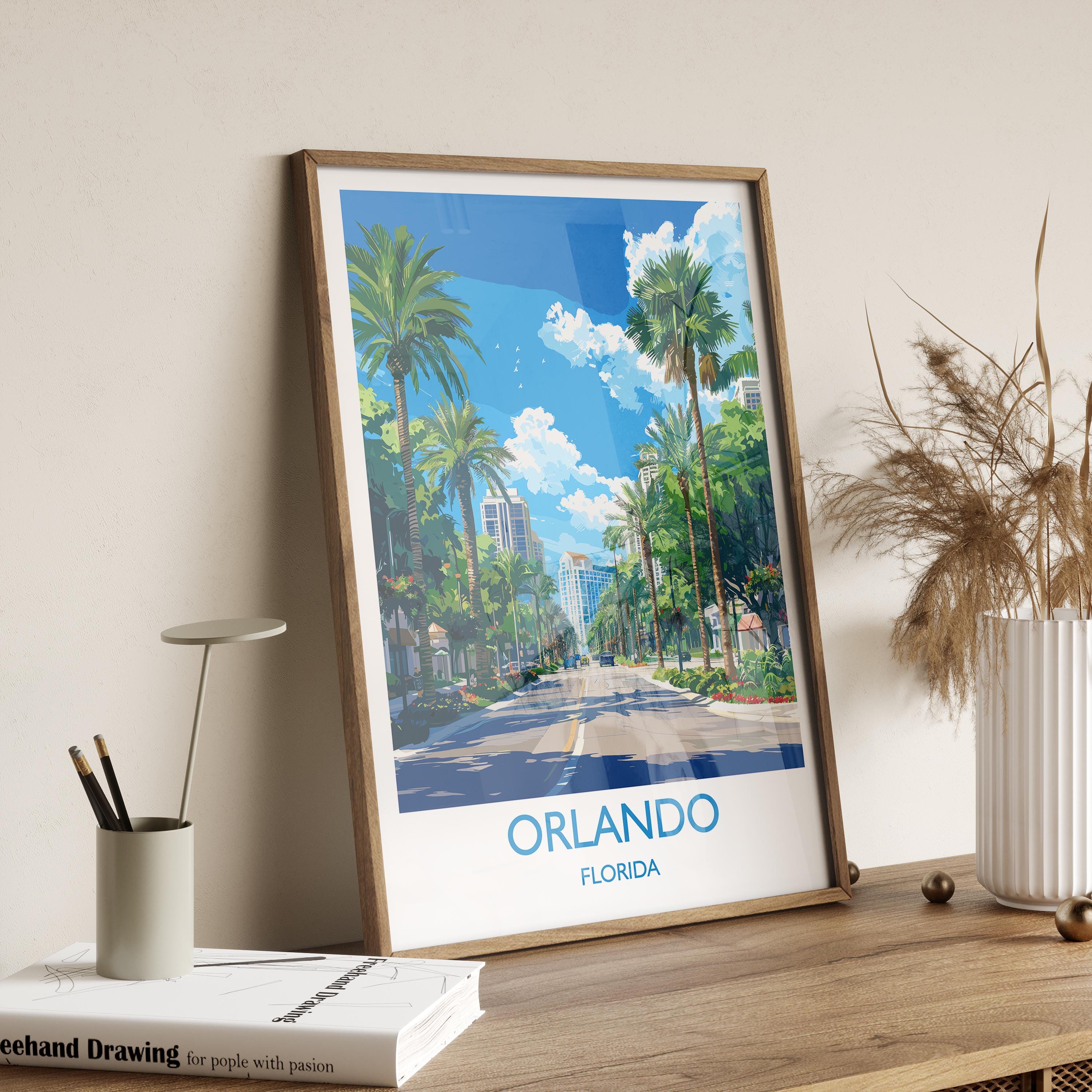 Orlando Travel Print, Travel Poster of Orlando, Orlando Art lovers Gift,Florida Art Gift,USA Wall Art Print NQ Media Designs