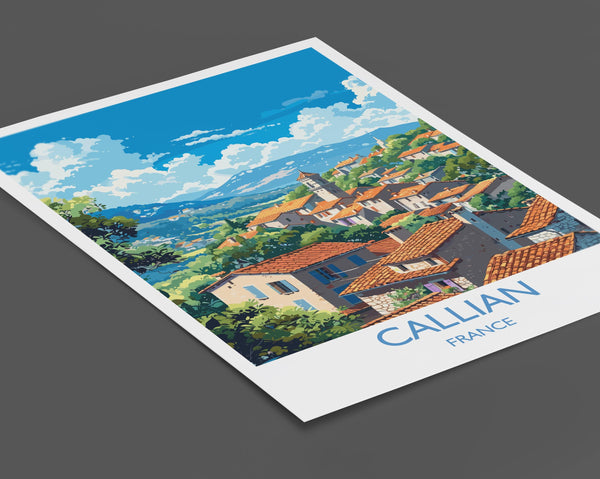 Callian Travel Poster Wall Art, Travel Print of Callian, Cote D'Azur Art Lovers Gift, South of France, French Coast Art Gift