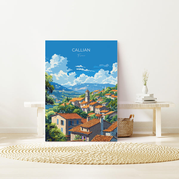 Callian Travel Print Wall Art, Travel Poster of Callian, Cote D'Azur Art Lovers Gift, South of France, French Coast Art Gift