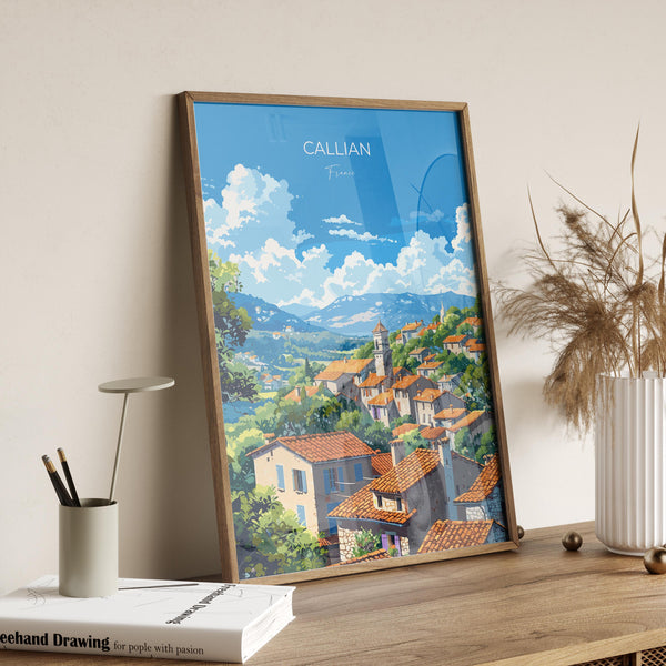 Callian Travel Print Wall Art, Travel Poster of Callian, Cote D'Azur Art Lovers Gift, South of France, French Coast Art Gift
