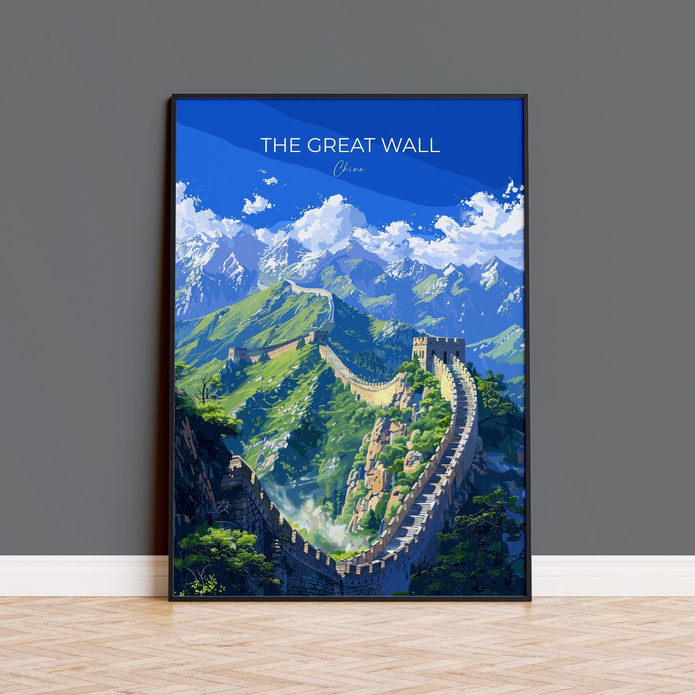 Great Wall of China Travel Poster, Travel Print of Great Wall of China, The Great Wall Art lovers Gift, China Wall Art Gift NQ Media Designs