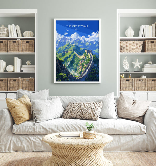 Great Wall of China Travel Poster, Travel Print of Great Wall of China, The Great Wall Art lovers Gift, China Wall Art Gift
