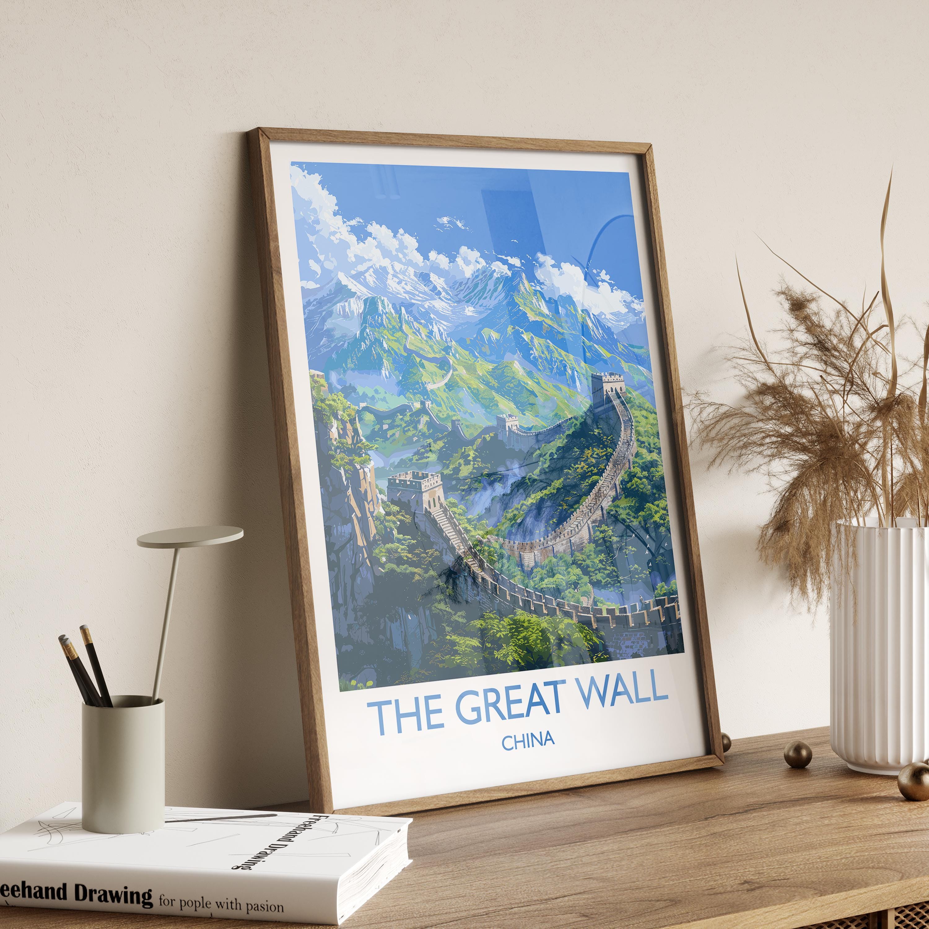 Great Wall of China Travel Print, Travel Poster of Great Wall of China, The Great Wall Art lovers Gift, China Wall Art Gift NQ Media Designs