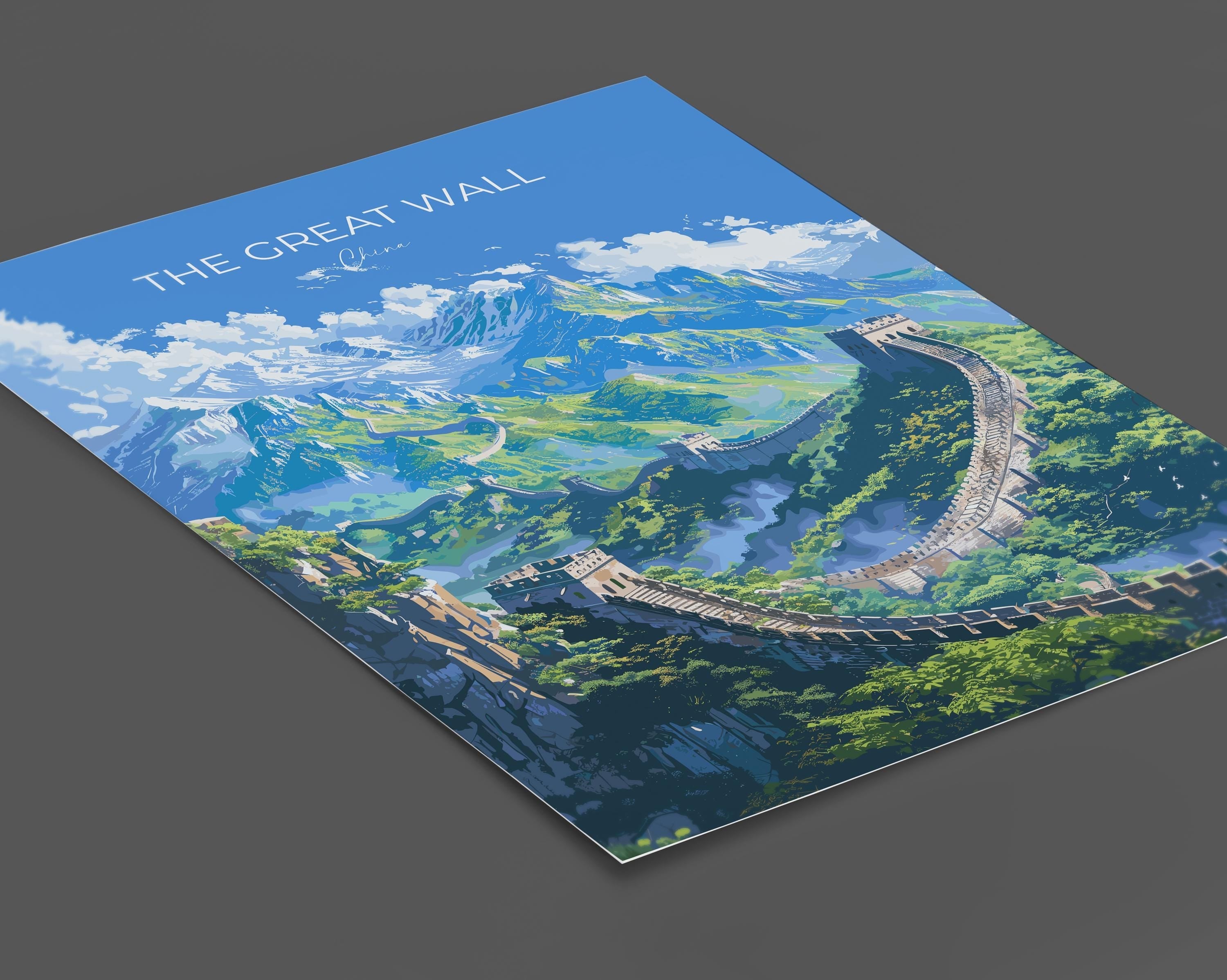 Great Wall of China Travel Poster, Travel Print of Great Wall of China, The Great Wall Art lovers Gift, China Wall Art Gift NQ Media Designs