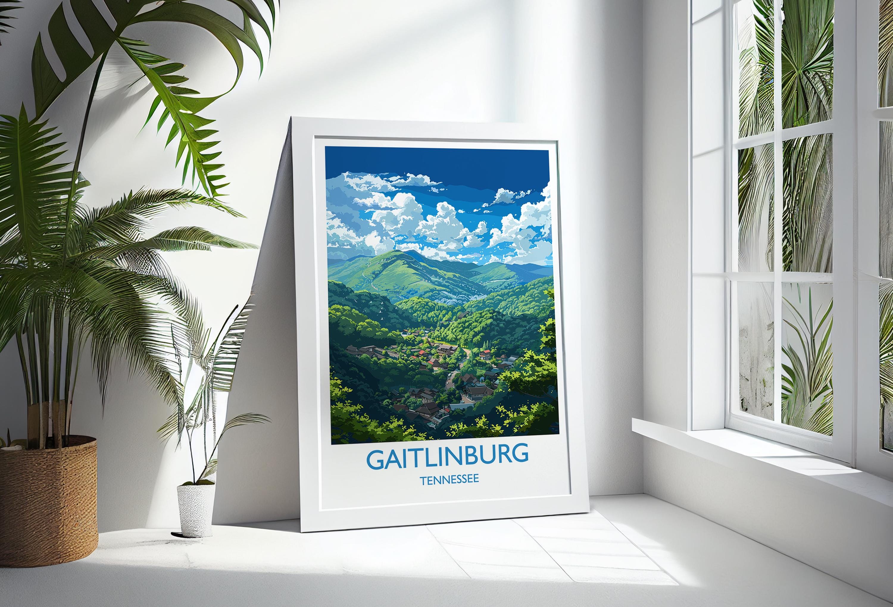 Gaitlinburg Travel Print Wall Art, Travel Poster of Gaitlinburg, Gaitlinburg Art Lovers Gift, Tennessee, USA Art Gift NQ Media Designs