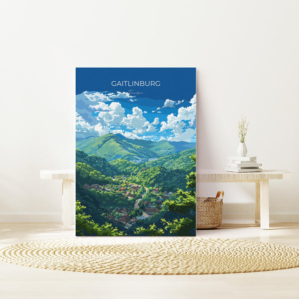 Gaitlinburg Travel Poster Wall Art, Travel Print of Gaitlinburg, Gaitlinburg Art Lovers Gift, Tennessee, USA Art Gift