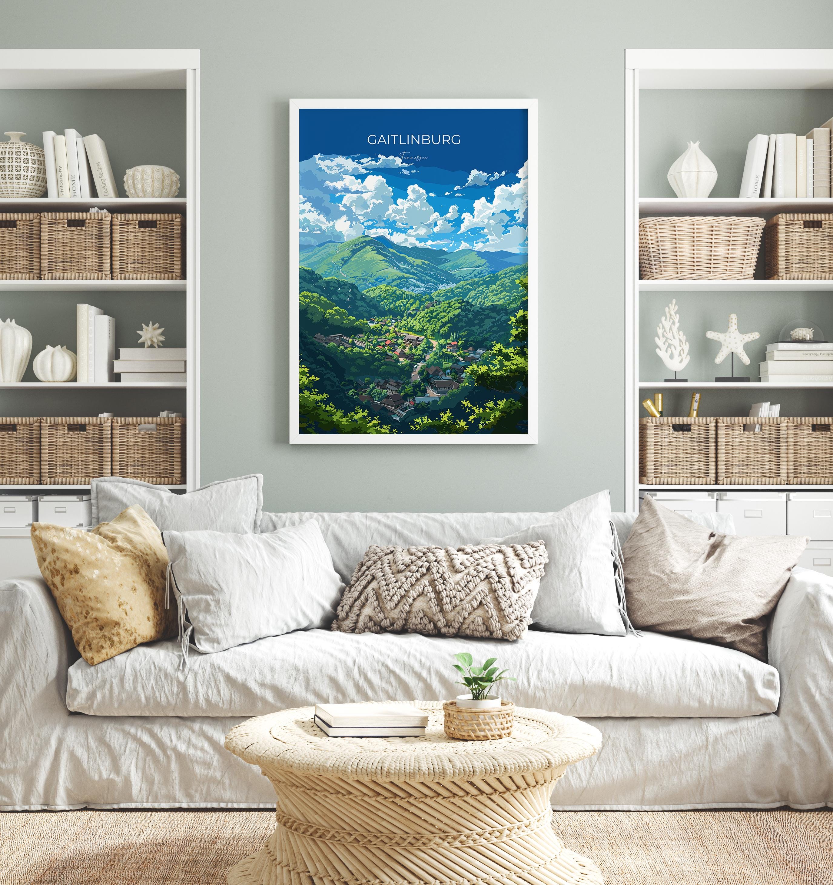Gaitlinburg Travel Poster Wall Art, Travel Print of Gaitlinburg, Gaitlinburg Art Lovers Gift, Tennessee, USA Art Gift NQ Media Designs