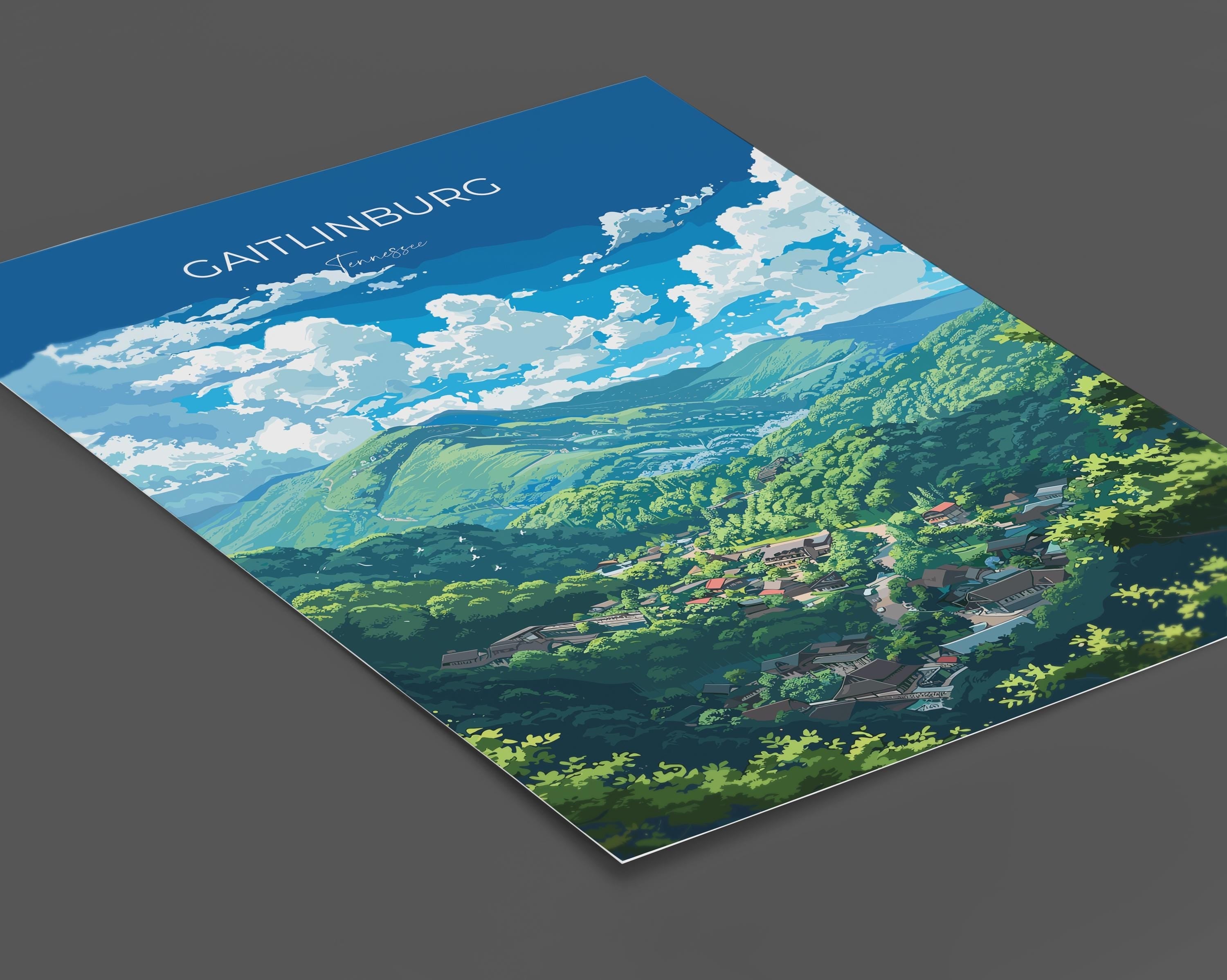 Gaitlinburg Travel Poster Wall Art, Travel Print of Gaitlinburg, Gaitlinburg Art Lovers Gift, Tennessee, USA Art Gift NQ Media Designs