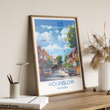 Hounslow Travel Print, Travel Poster of Hounslow, Middlesex Poster, Hounslow Art Gift, London Art Lovers UK Travel Gift NQ Media Designs