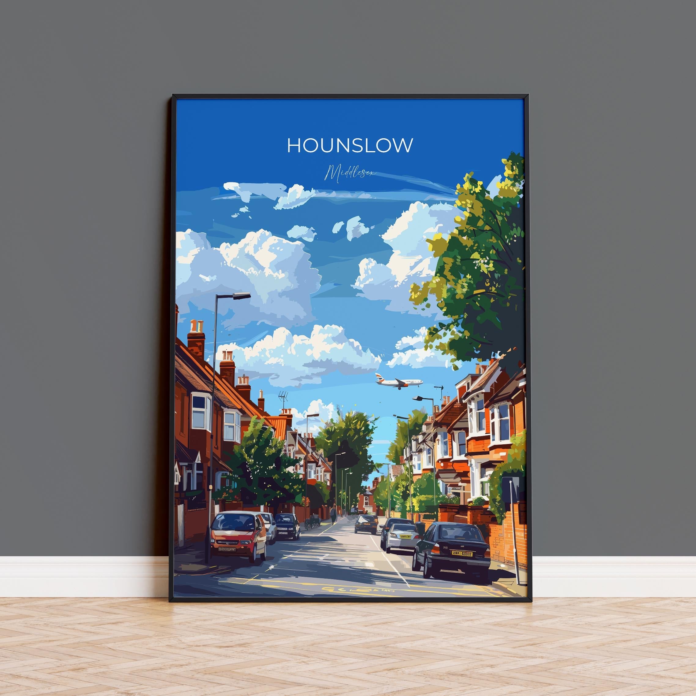 Hounslow Travel Poster, Travel Print of Hounslow, Middlesex Poster, Hounslow Art Gift, London Art Lovers UK Travel Gift NQ Media Designs