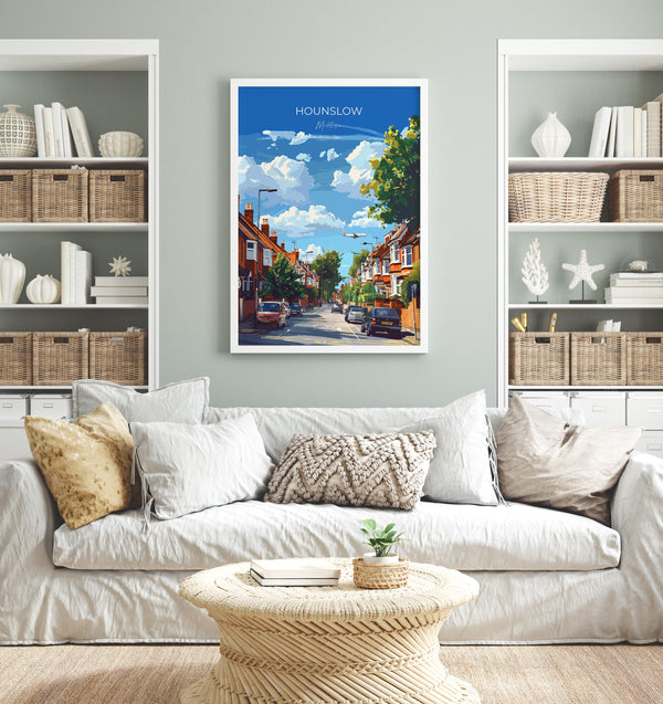 Hounslow Travel Poster, Travel Print of Hounslow, Middlesex Poster, Hounslow Art Gift, London Art Lovers UK Travel Gift