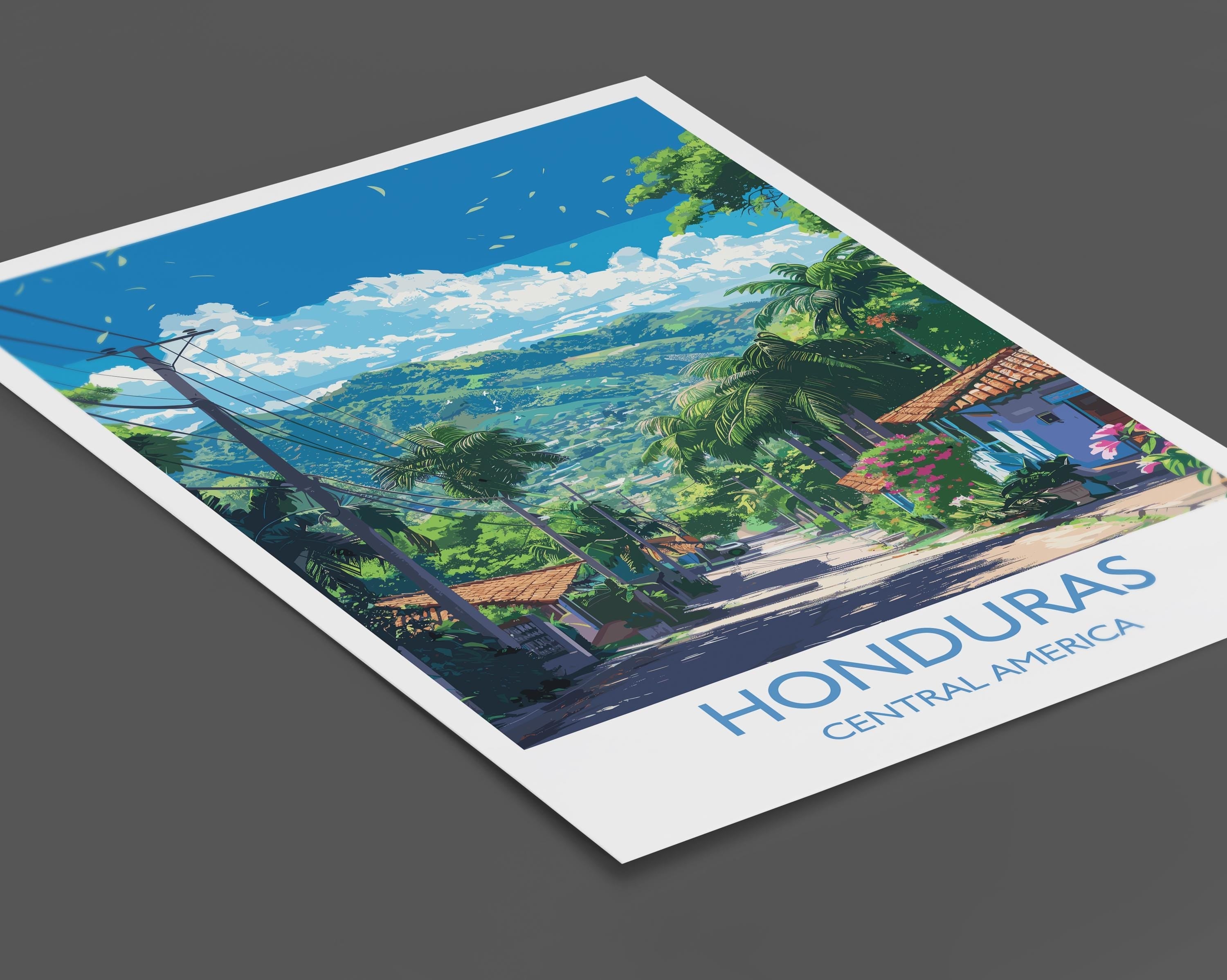 Honduras Travel Print, Travel Poster of Honduras, Central America Poster, Honduras Wall Art Lovers Gift NQ Media Designs