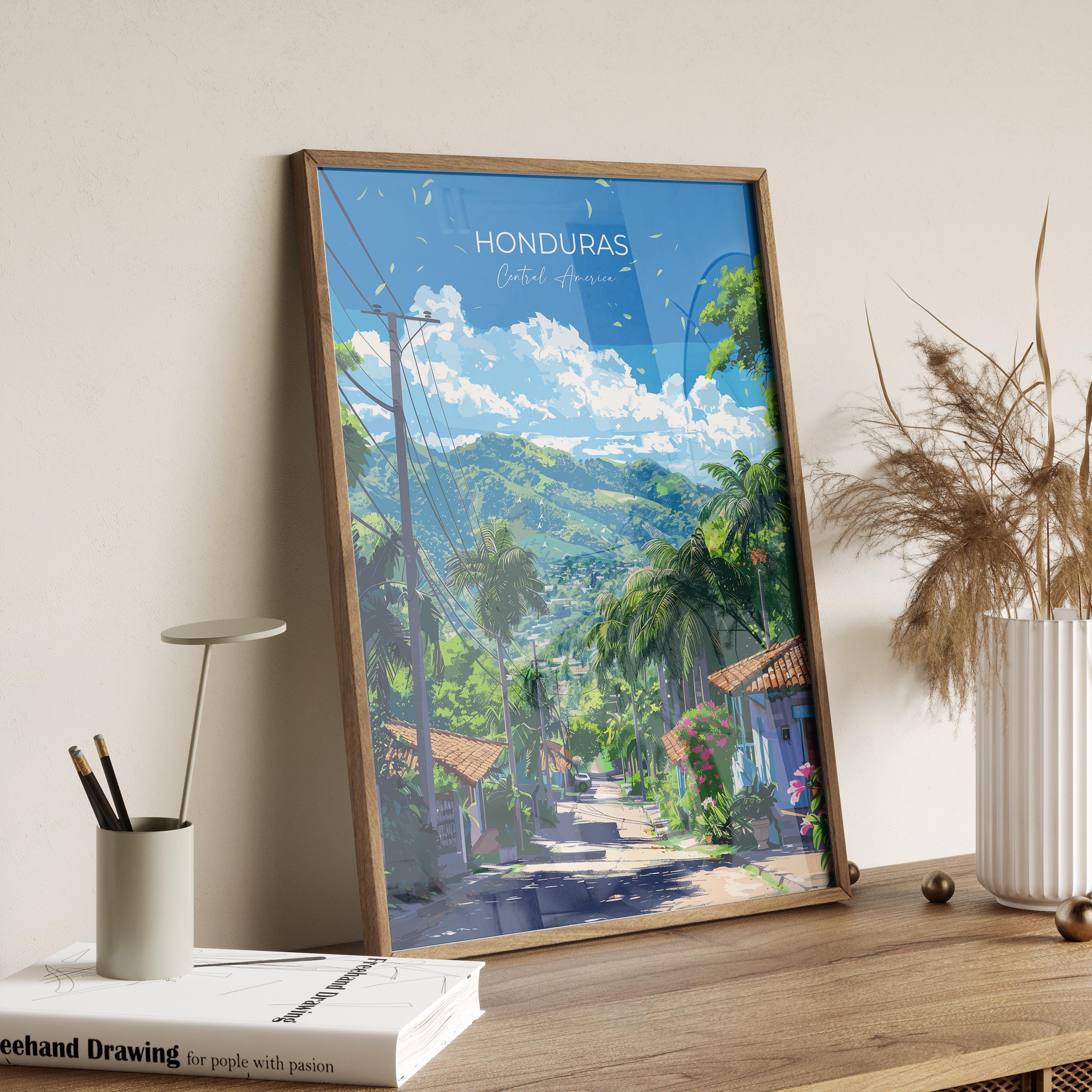 Honduras Travel Poster, Travel Print of Honduras, Central America Poster, Honduras Wall Art Lovers Gift NQ Media Designs