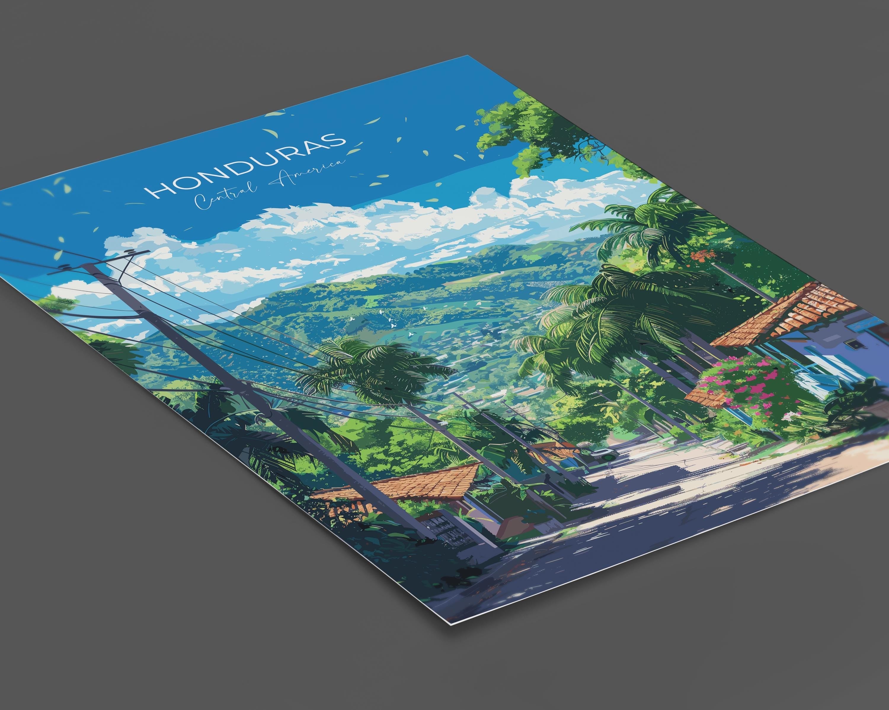Honduras Travel Poster, Travel Print of Honduras, Central America Poster, Honduras Wall Art Lovers Gift NQ Media Designs