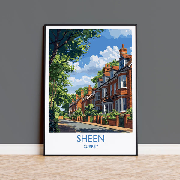 Sheen Travel Print, Travel Poster of Sheen, Surrey Poster, Sheen Art Gift, London Art Lovers UK Travel Gift