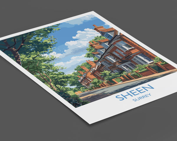 Sheen Travel Print, Travel Poster of Sheen, Surrey Poster, Sheen Art Gift, London Art Lovers UK Travel Gift