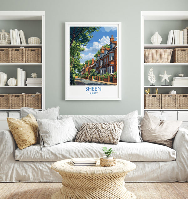 Sheen Travel Print, Travel Poster of Sheen, Surrey Poster, Sheen Art Gift, London Art Lovers UK Travel Gift