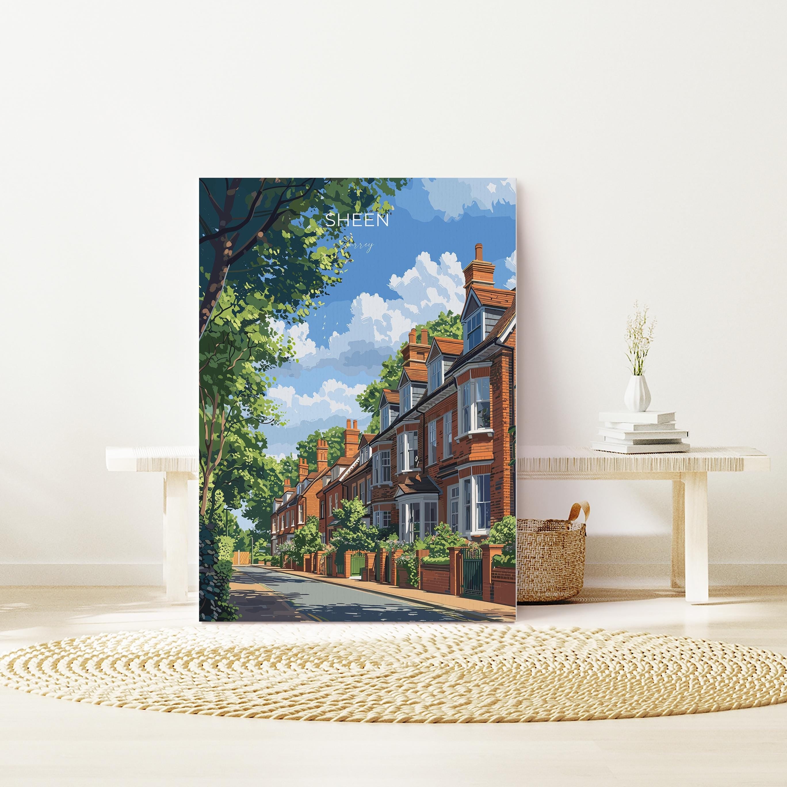 Sheen Travel Poster, Travel Print of Sheen, Surrey Poster, Sheen Art Gift, London Art Lovers UK Travel Gift NQ Media Designs