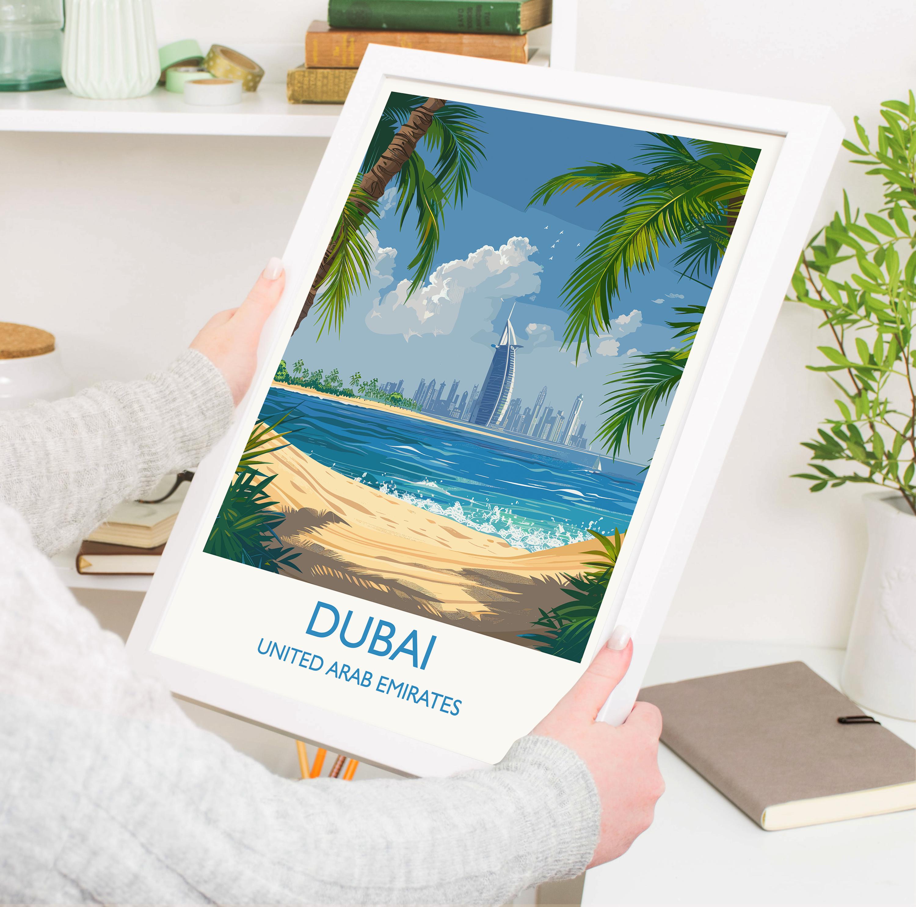 Dubai Travel Print, Travel Poster of Dubai, Dubai Art lovers Gift, UAE Wall Art Gift NQ Media Designs