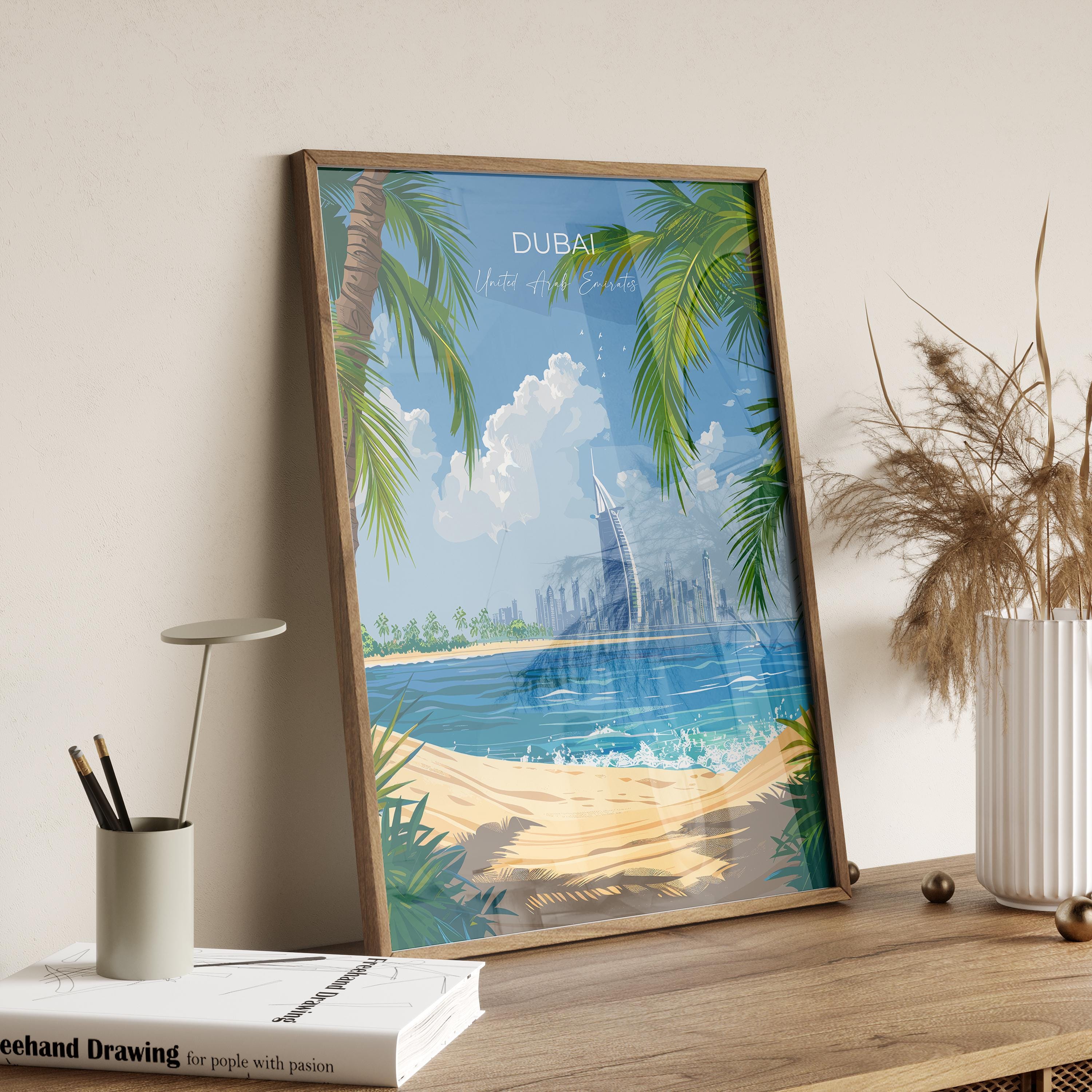 Dubai Travel Poster, Travel Print of Dubai, Dubai Art lovers Gift, UAE Wall Art Gift NQ Media Designs