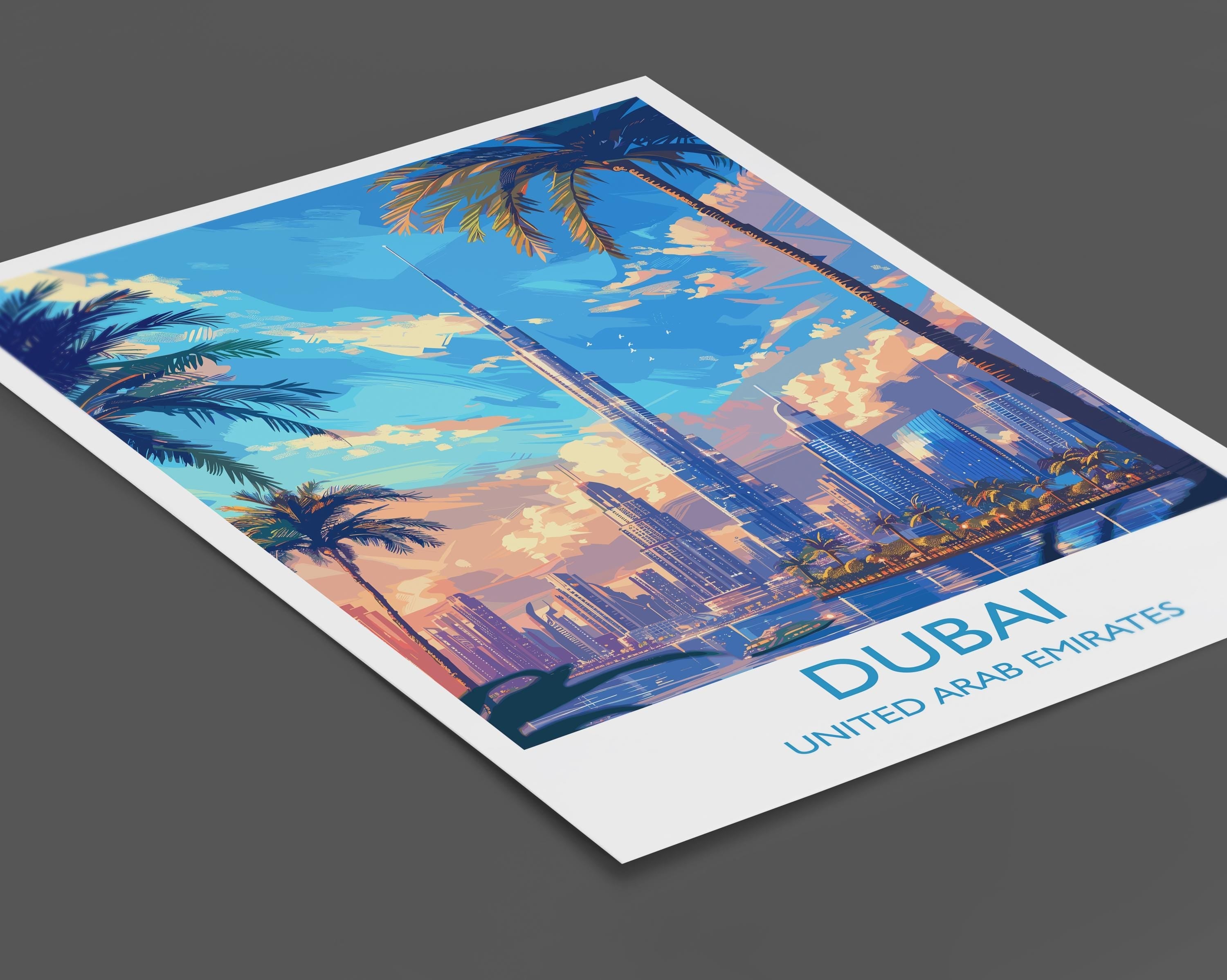 Dubai Travel Print, Travel Poster of Dubai, Dubai Art lovers Gift, UAE Wall Art Gift NQ Media Designs