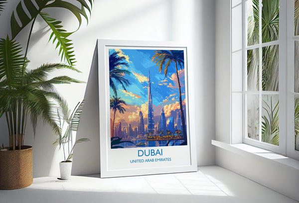 Dubai Travel Print, Travel Poster of Dubai, Dubai Art lovers Gift, UAE Wall Art Gift