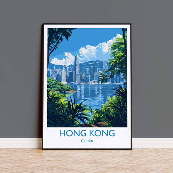 Hong Kong Travel Print, Travel Poster of Hong Kong, Hong Kong Art lovers Gift, China Wall Art Gift