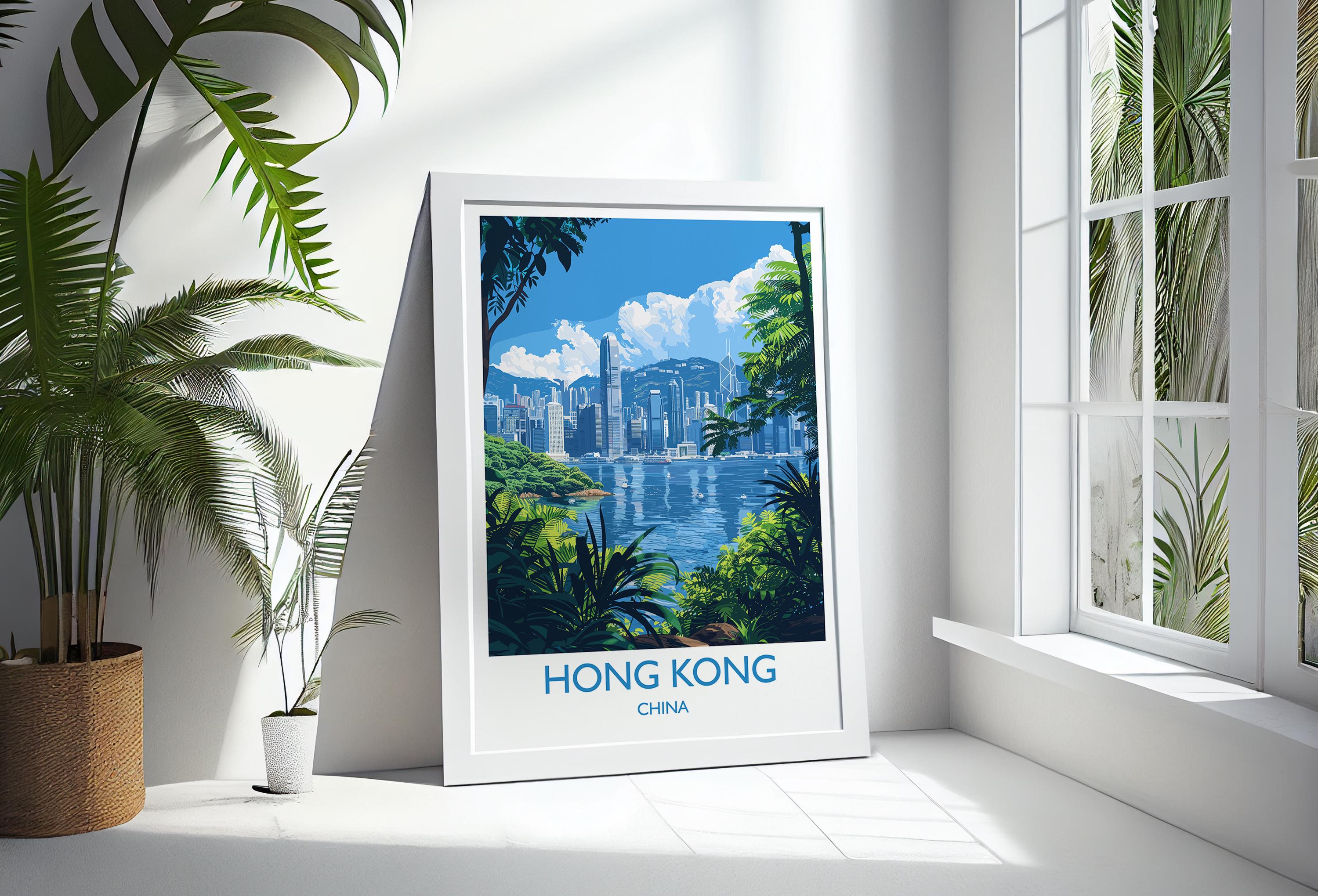 Hong Kong Travel Print, Travel Poster of Hong Kong, Hong Kong Art lovers Gift, China Wall Art Gift NQ Media Designs