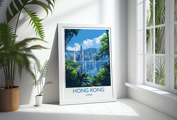 Hong Kong Travel Print, Travel Poster of Hong Kong, Hong Kong Art lovers Gift, China Wall Art Gift