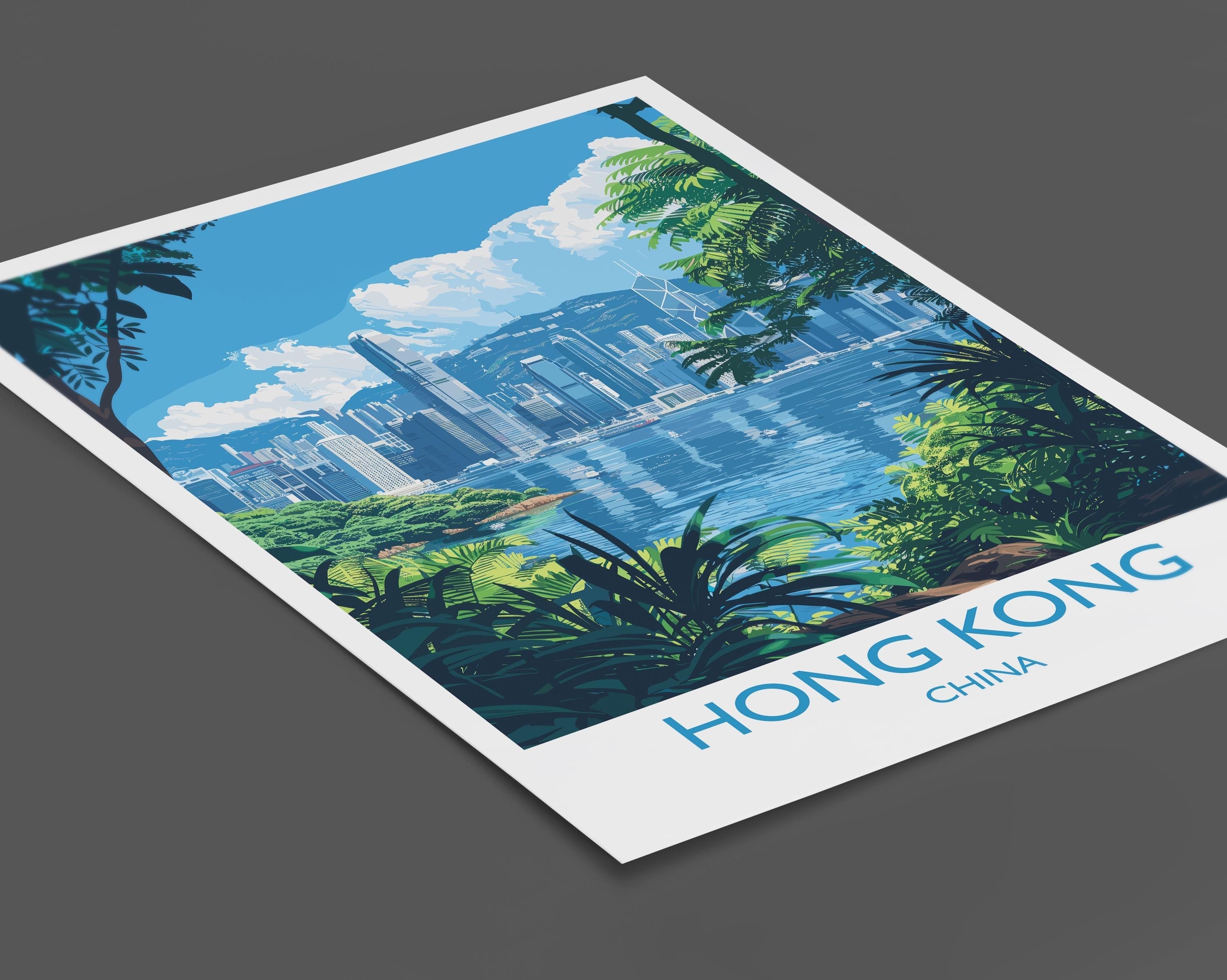 Hong Kong Travel Print, Travel Poster of Hong Kong, Hong Kong Art lovers Gift, China Wall Art Gift NQ Media Designs
