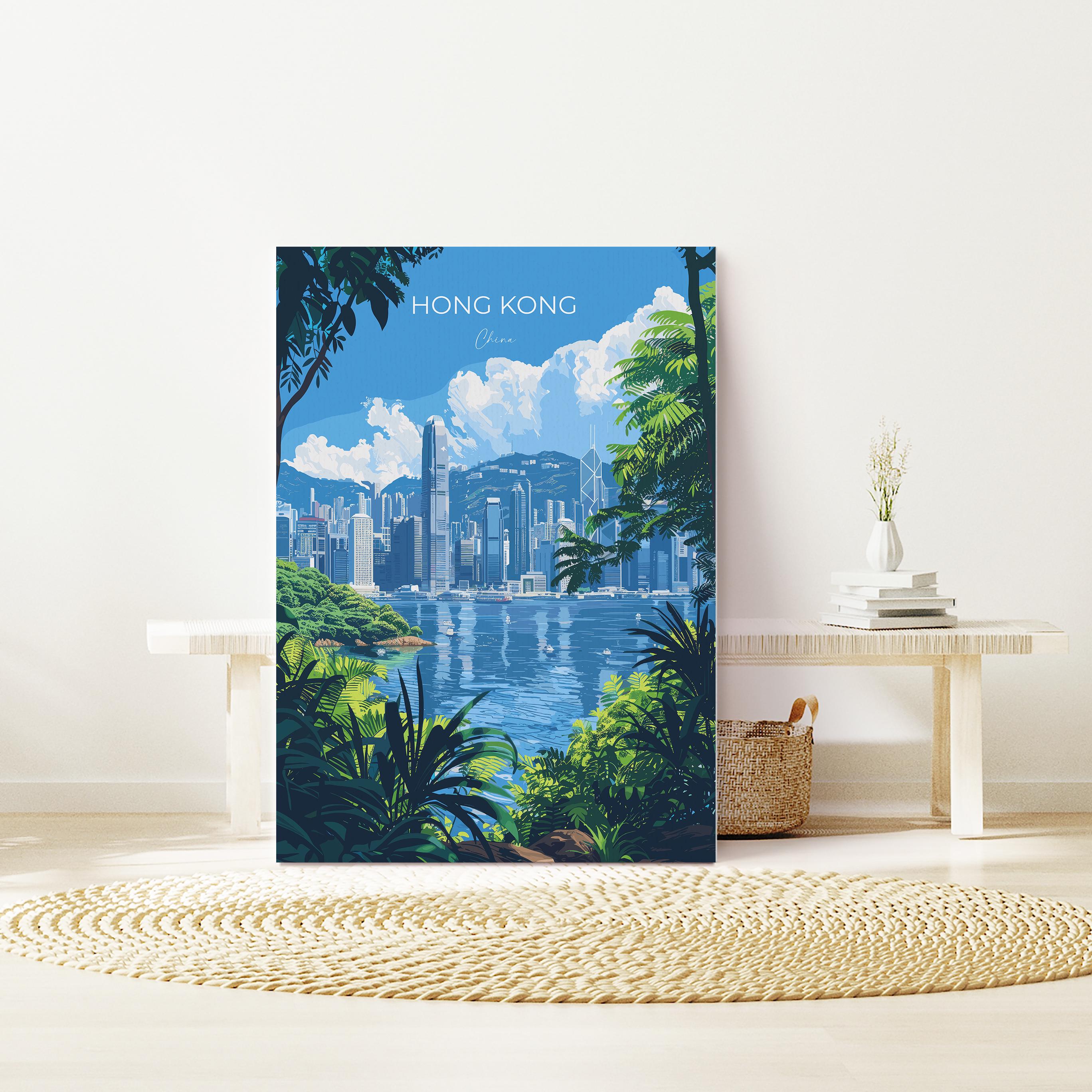 Hong Kong Travel Poster, Travel Print of Hong Kong, Hong Kong Art lovers Gift, China Wall Art Gift NQ Media Designs