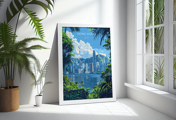 Hong Kong Travel Poster, Travel Print of Hong Kong, Hong Kong Art lovers Gift, China Wall Art Gift