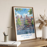 Amsterdam Travel Poster, Travel Print of Amsterdam, Netherlands, Dutch Art Lovers Gift, Wall Art Print NQ Media Designs