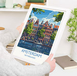 Amsterdam Travel Poster, Travel Print of Amsterdam, Netherlands, Dutch Art Lovers Gift, Wall Art Print NQ Media Designs