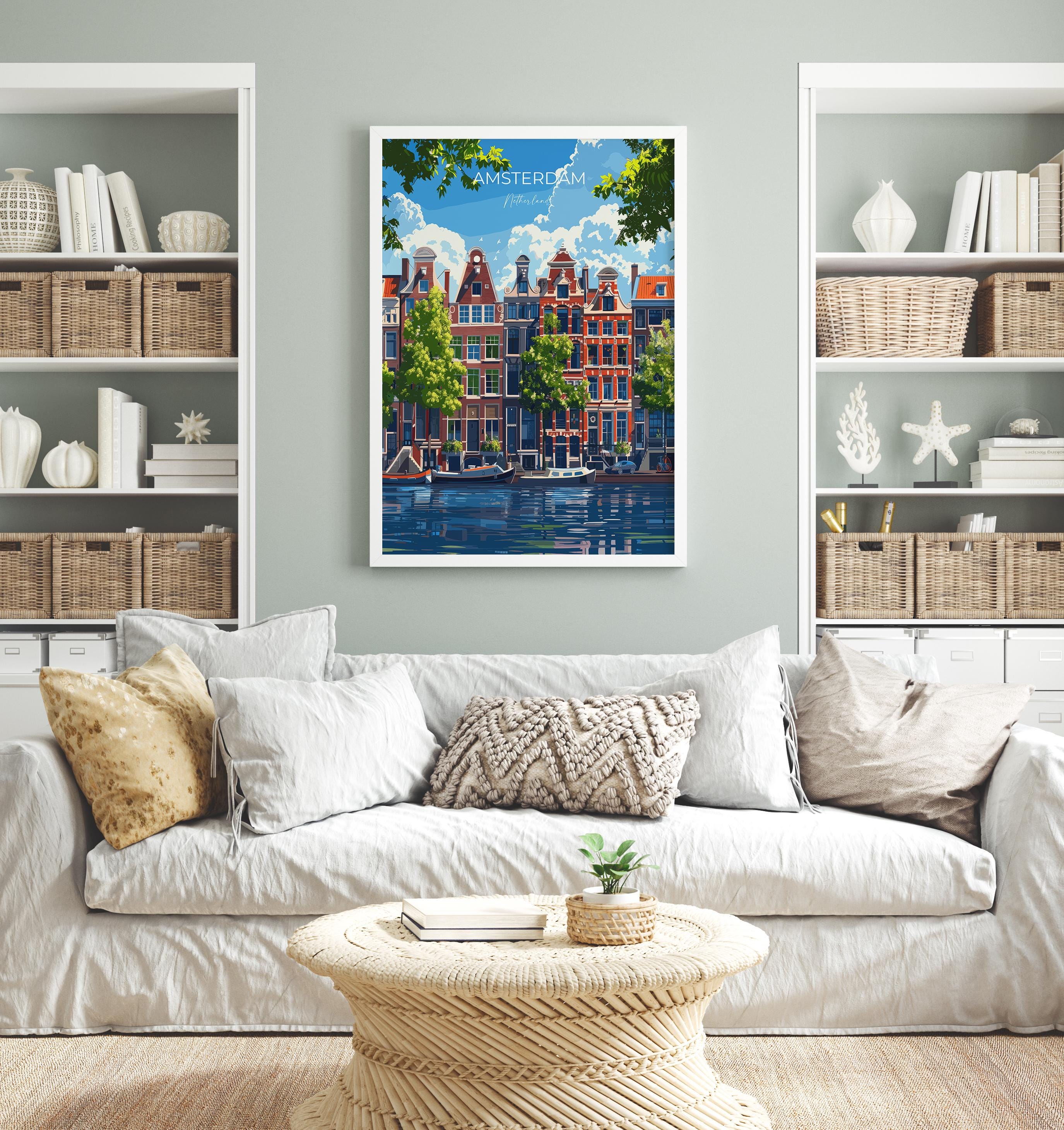 Amsterdam Travel Print, Travel Poster of Amsterdam, Netherlands, Dutch Art Lovers Gift, Wall Art Print NQ Media Designs