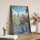 Amsterdam Travel Print, Travel Poster of Amsterdam, Netherlands, Dutch Art Lovers Gift, Wall Art Print NQ Media Designs