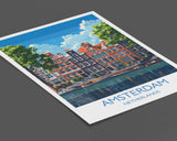Amsterdam Travel Poster, Travel Print of Amsterdam, Netherlands, Dutch Art Lovers Gift, Wall Art Print NQ Media Designs
