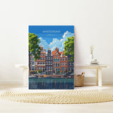 Amsterdam Travel Print, Travel Poster of Amsterdam, Netherlands, Dutch Art Lovers Gift, Wall Art Print NQ Media Designs