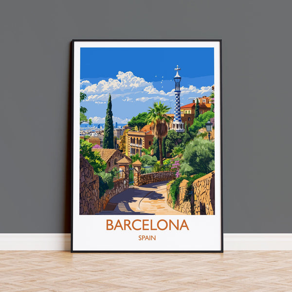 Barcelona Travel Print, Travel Poster of Barcelona, Spain Poster, Barcelona Wall Art Lovers Gift, Spain Art