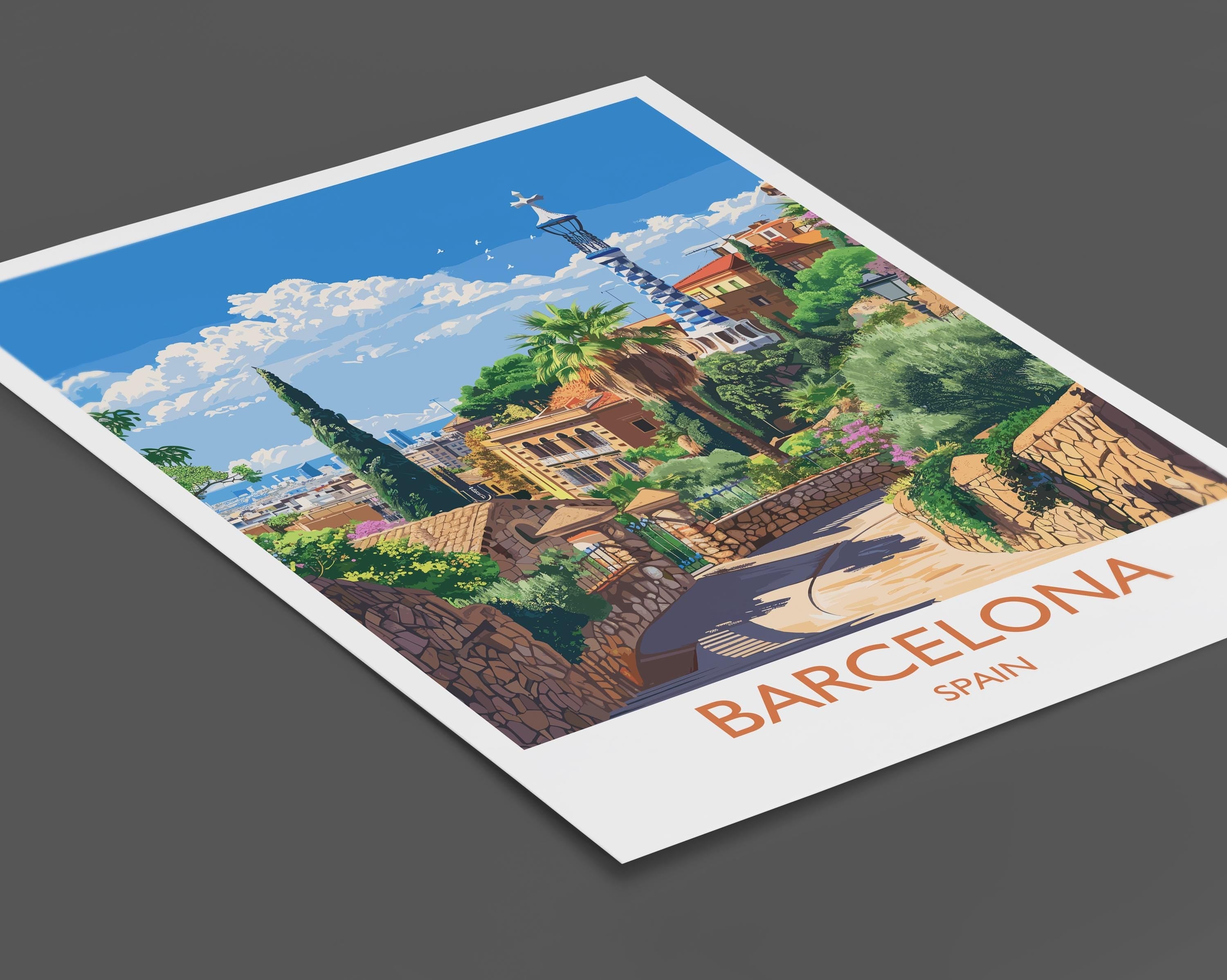 Barcelona Travel Print, Travel Poster of Barcelona, Spain Poster, Barcelona Wall Art Lovers Gift, Spain Art NQ Media Designs