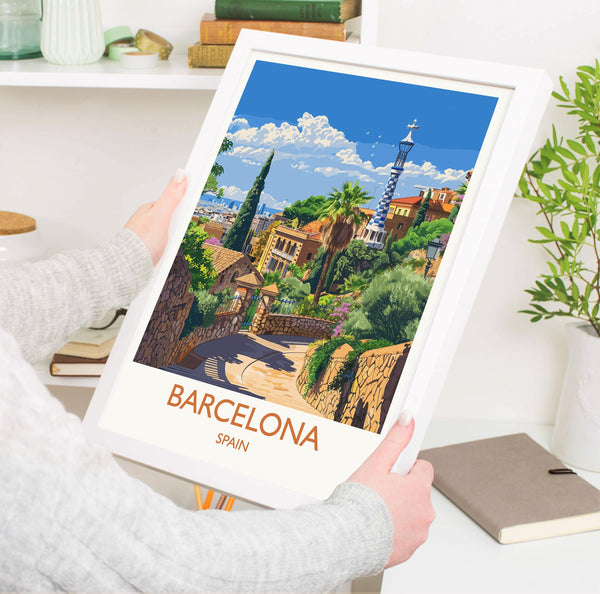 Barcelona Travel Print, Travel Poster of Barcelona, Spain Poster, Barcelona Wall Art Lovers Gift, Spain Art