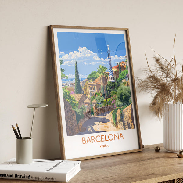 Barcelona Travel Print, Travel Poster of Barcelona, Spain Poster, Barcelona Wall Art Lovers Gift, Spain Art