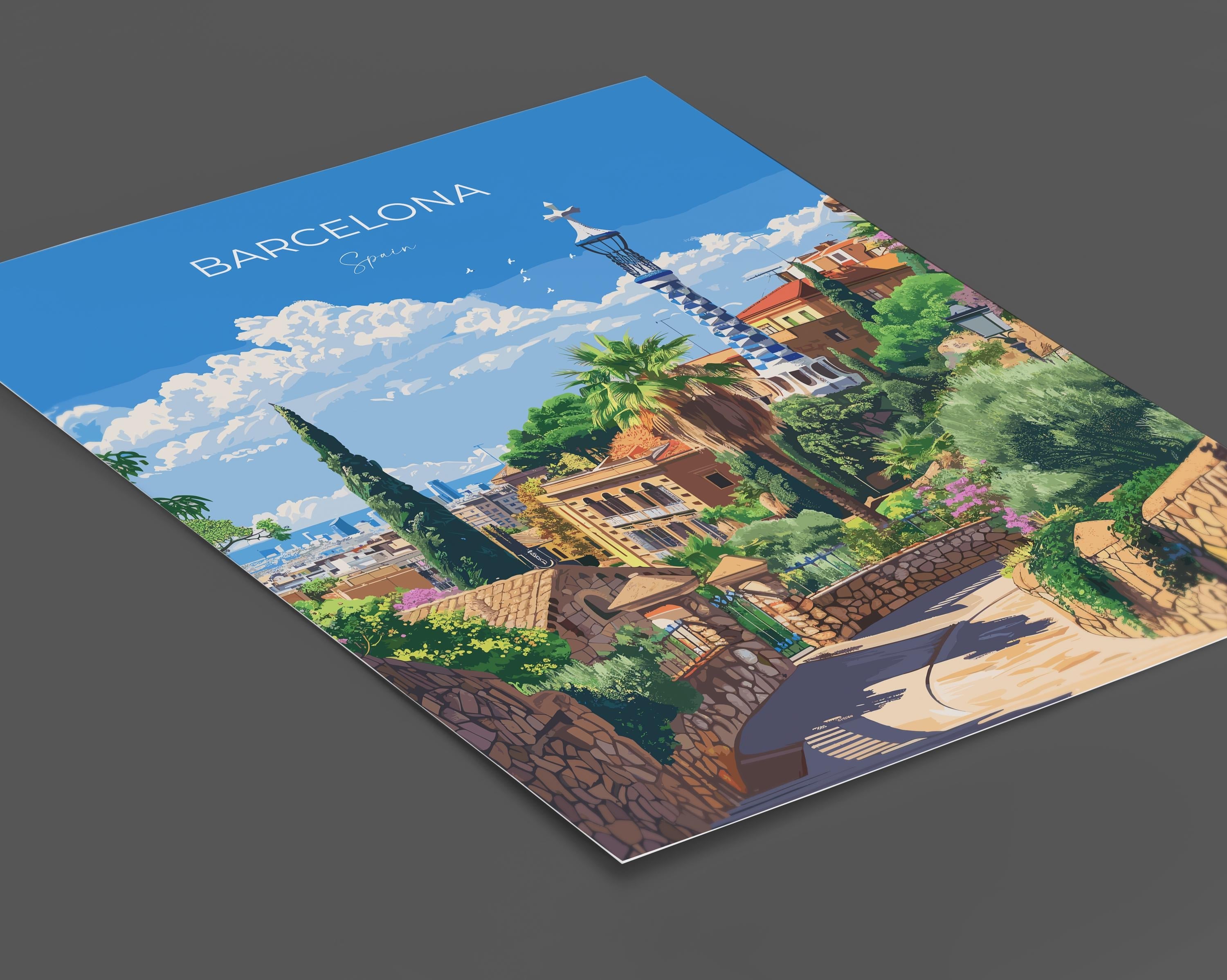 Barcelona Travel Poster, Travel Print of Barcelona, Spain Poster, Barcelona Wall Art Lovers Gift, Spain Art NQ Media Designs