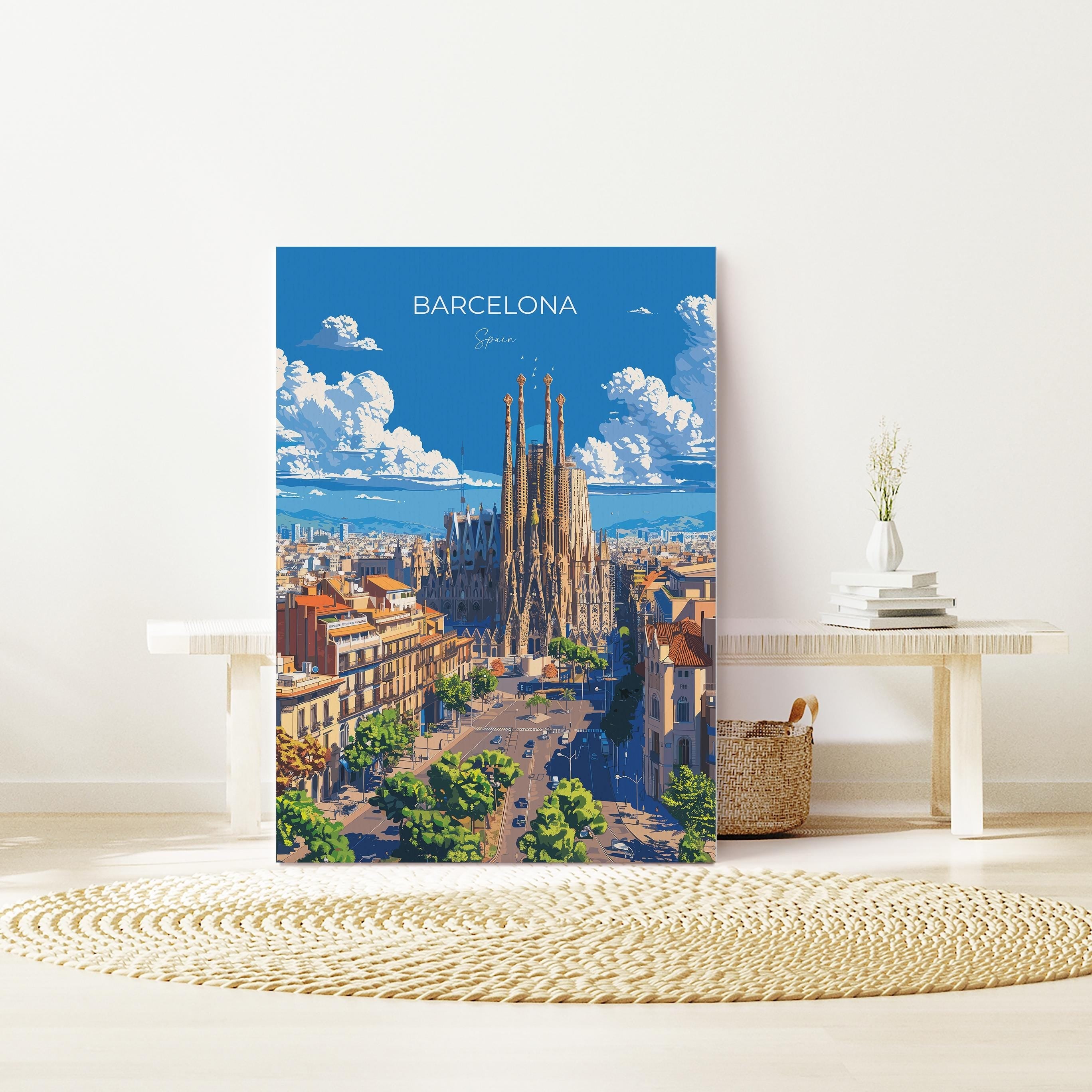 Barcelona Travel Poster, Travel Print of Barcelona, Spain Poster, Barcelona Wall Art Lovers Gift, Spain Art NQ Media Designs